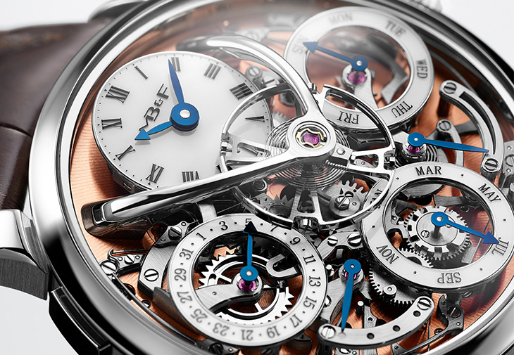 MB&F Legacy Machine Perpetual萬年曆腕錶鮭魚紅面盤精鋼版本