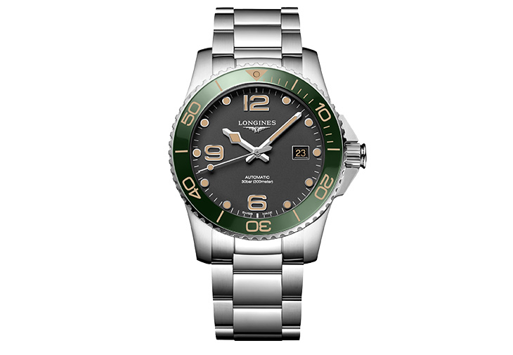 浪琴表LONGINES HydroConquest深海征服者系列叢林綠不鏽鋼鍊帶款