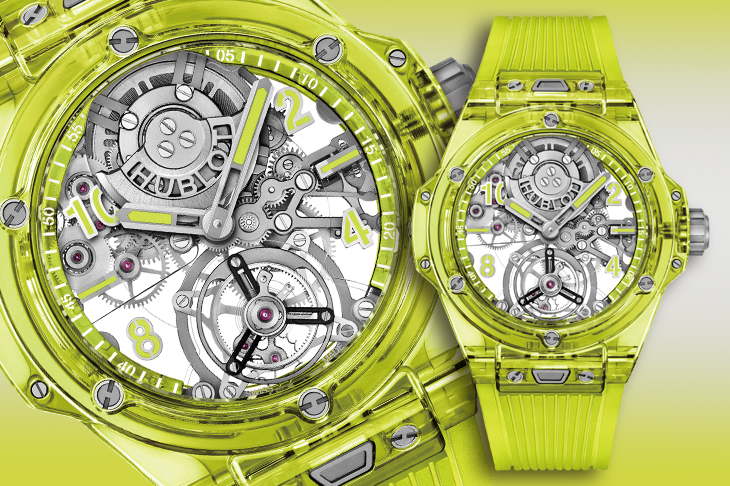 宇舶HUBLOT Big Bang陀飛輪螢光黃SAXEM腕錶