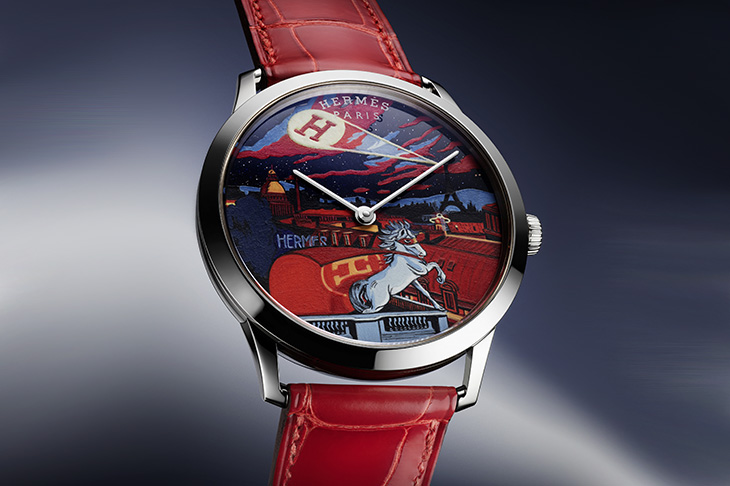 愛馬仕HERMÈS Slim d'Hermès Minuit au Faubourg工藝腕錶