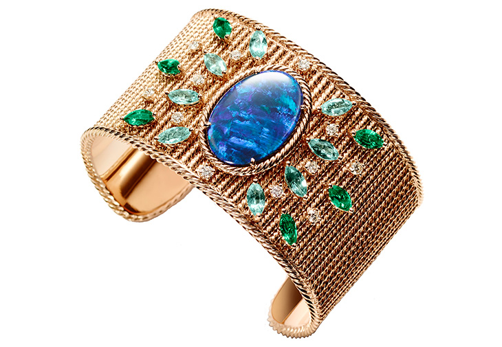 PIAGET Mediterranean Garden頂級珠寶系列18K玫瑰金黑蛋白石手鐲
