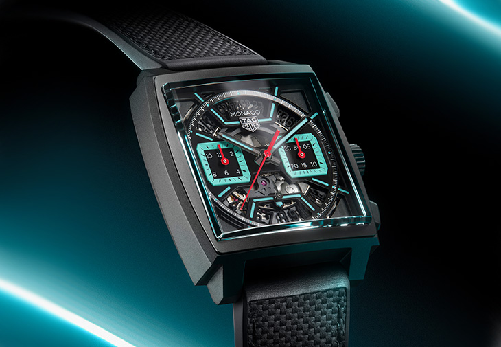TAG Heuer Monaco Chronograph鏤空計時腕錶綠松色