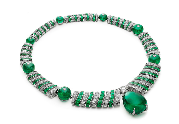 Bvlgari Magnifica系列emerald Elipse頂級祖母綠與鑽石項鍊