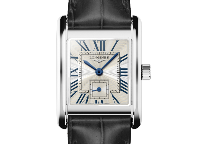 浪琴表LONGINES Mini DolceVita迷你多情系列羅馬Flinqué飾紋面盤黑色鱷魚皮革錶帶腕錶