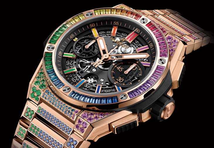 宇舶HUBLOT Big Bang Integrated皇金彩虹鍊帶計時碼錶