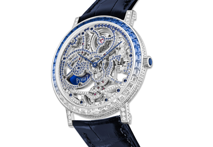 PIAGET Altiplano系列18K白金藍寶石自動上鍊高級珠寶腕錶