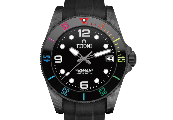TITONI Seascoper CarbonTech時尚彩虹