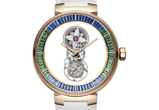 路易威登LOUIS VUITTON Tambour Moon Mystérieuse Tourbillon Volant Saphirs Rainbow Lagoon LV