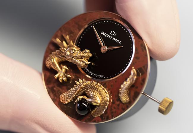 雅克德羅JAQUET DROZ浮雕祥龍時分小針盤腕錶Petite Heure Minute Relief Dragon