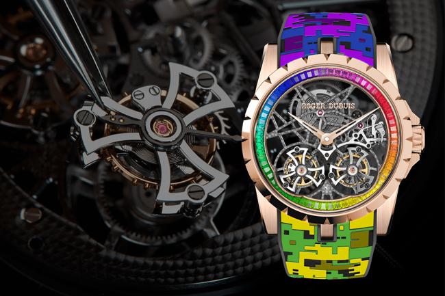 羅杰杜彼ROGER DUBUIS王者系列鏤空雙飛行陀飛輪腕錶