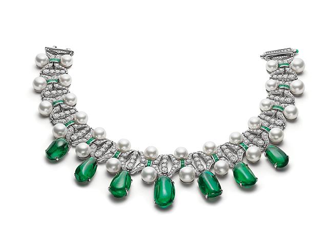 BVLGARI BAROCKO系列Emerald Star頂級祖母綠、珍珠與鑽石頸鍊,型號751626。