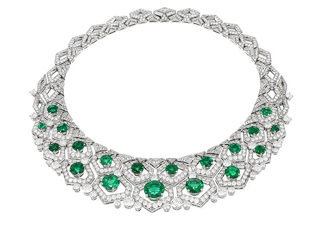 BVLGARI BAROCKO系列Mosaico頂級祖母綠與鑽石項鍊,型號266010。