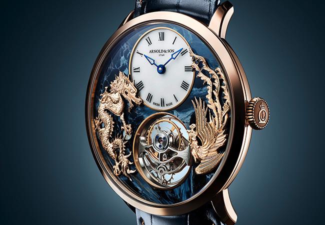 亞諾表ARNOLD&SON Ultrathin Tourbillon Dragon & Phoenix超薄陀飛輪龍鳳戲珠腕錶彼特石款