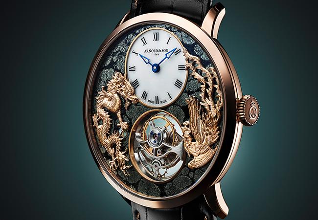 亞諾表ARNOLD&SON Ultrathin Tourbillon Dragon & Phoenix超薄陀飛輪龍鳳戲珠腕錶青銅石款