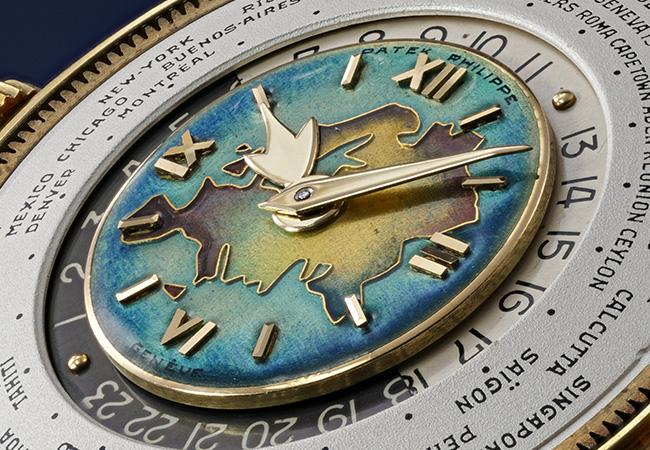 百達翡麗PATEK PHILIPPE型號2523黃金腕錶配歐亞大陸掐絲琺瑯錶盤