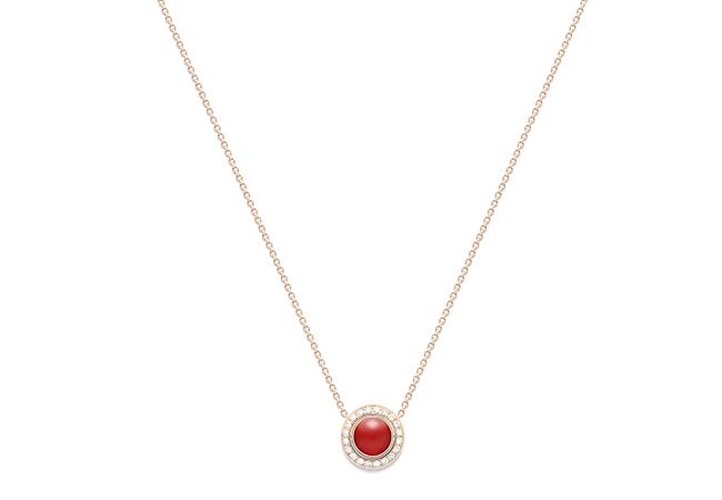 PIAGET Possession系列18K玫瑰金紅玉髓鑽石墜鍊