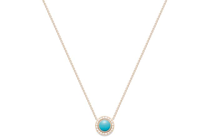 PIAGET Possession系列18K玫瑰金綠松石鑽石墜鍊