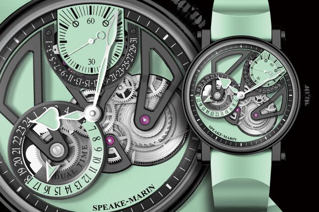 SPEAKE-MARIN One & Two Openworked Dual Time Mint雙時區腕錶