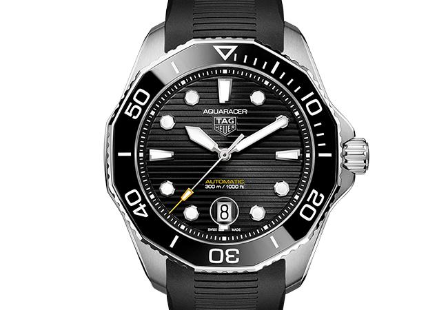 泰格豪雅TAG Heuer Aquaracer Professional 300米自動腕錶黑橡膠錶帶款