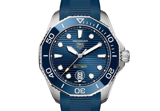 泰格豪雅TAG Heuer Aquaracer Professional 300米自動腕錶藍橡膠錶帶款