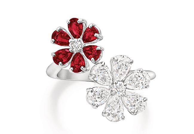 海瑞溫斯頓HARRY WINSTON Forget-Me-Not系列紅寶石鑽石戒指