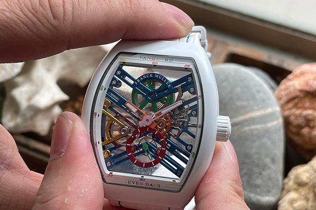 FRANCK MULLER Vanguard 七日動力儲存彩色鏤空鈦金屬腕錶