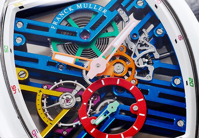 FRANCK MULLER Vanguard 七日動力儲存彩色鏤空鈦金屬腕錶