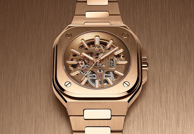 BELL & ROSS BR05鏤空玫瑰金腕錶