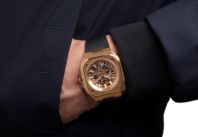 BELL & ROSS BR05鏤空玫瑰金腕錶