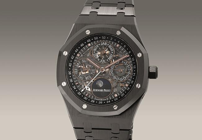 愛彼「Royal Oak Perpetual Calendar Openworked」黑色陶瓷自動萬年曆鏈帶腕錶
