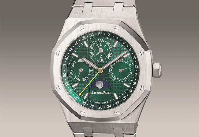 愛彼「Royal Oak Perpetual Calendar」限量版綠面精鋼自動萬年曆鏈帶腕錶