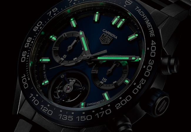 泰格豪雅TAG HEUER Carrera H02T限量藍色陀飛輪計時腕錶