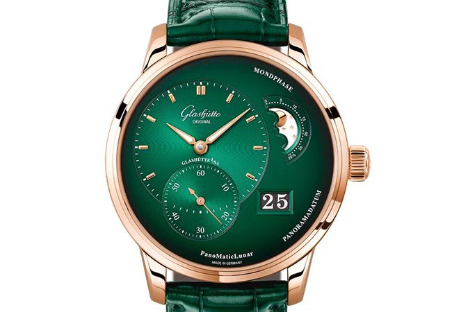 格拉蘇蒂原創Glashütte Original PanoMaticLunar紅金森林綠偏心月相腕錶