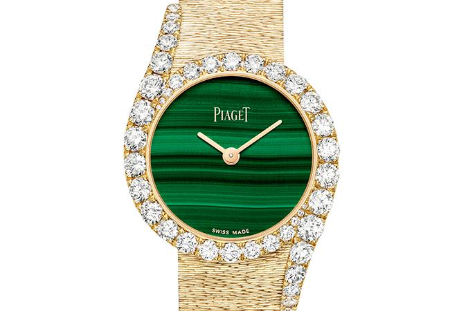 伯爵PIAGET Limelight Gala系列孔雀石錶盤18K玫瑰金頂級珠寶鑽石腕錶