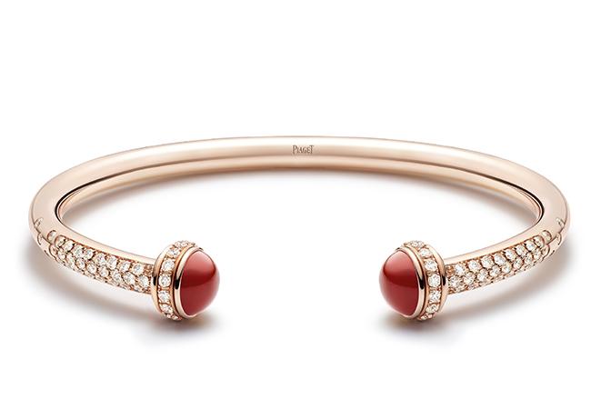 伯爵表PIAGET Possession系列紅玉髓18K玫瑰金鑲鑽手鐲
