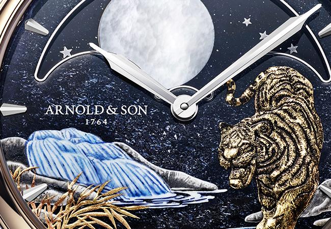 亞諾表Aroold&Son Year of the Tiger金雕微繪恆久月相腕錶