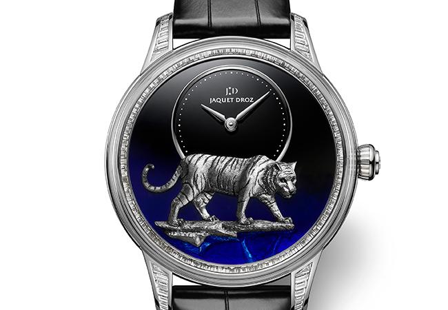 雅克德羅Jaquet Droz 2022 Relief Petite Heure Minute Tiger虎年生肖金雕大明火琺瑯腕錶