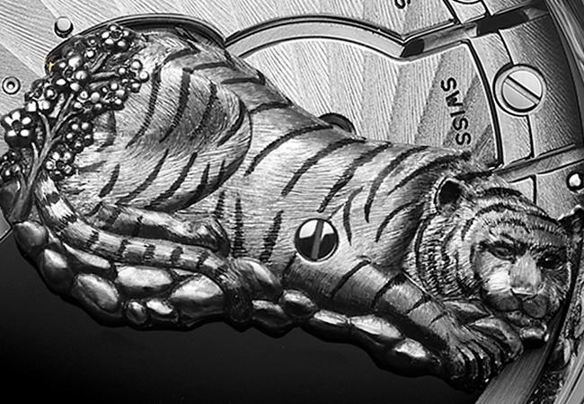 雅克德羅Jaquet Droz 2022 Relief Petite Heure Minute Tiger虎年生肖金雕大明火琺瑯腕錶