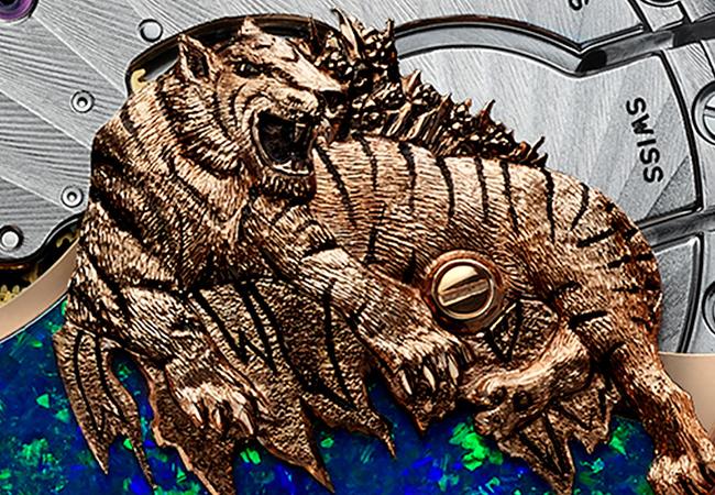 雅克德羅Jaquet Droz 2022 Relief Petite Heure Minute Tiger虎年生肖歐泊石金雕腕錶