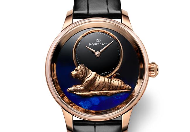 雅克德羅Jaquet Droz 2022 Relief Petite Heure Minute Tiger虎年生肖金雕大明火琺瑯腕錶