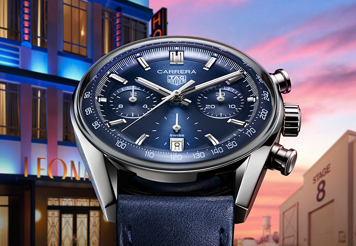 泰格豪雅TAG Heuer Carrera Glassbox拱形計時腕錶藍面款