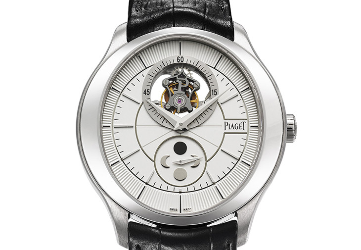 PIAGET 18K白金超薄陀飛輪月相功能手動上鍊腕錶