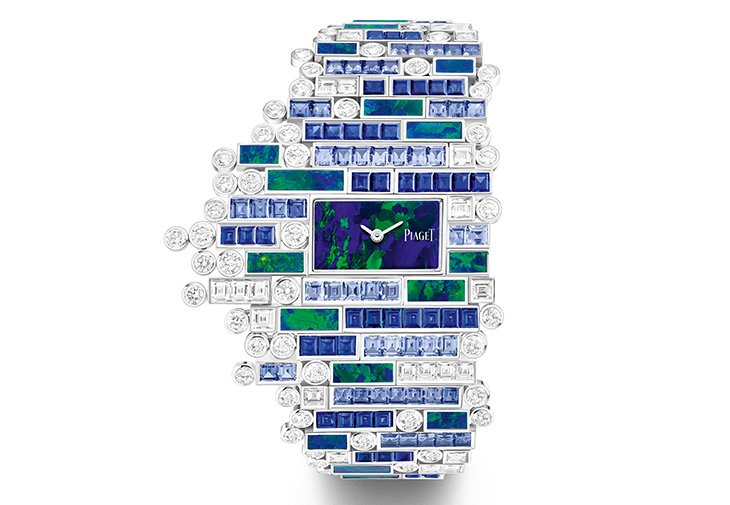 PIAGET 18K白金黑色蛋白石及藍寶石頂級珠寶腕錶