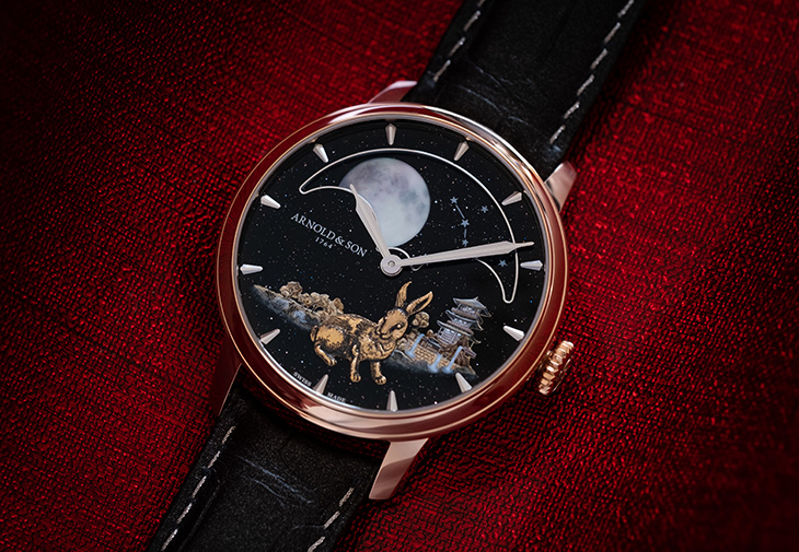 亞諾表ARNOLD & SON Perpetual Moon“Year of the Rabbit”金雕微繪恆久月相腕錶(兔)