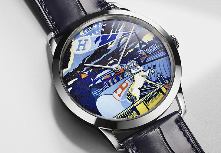 愛馬仕HERMÈS Slim d'Hermès Minuit au Faubourg工藝腕錶
