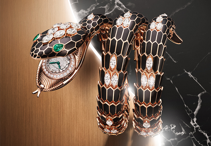 Serpenti Misteriosi頂級珠寶神秘腕錶黑色漆面鑲鑽款