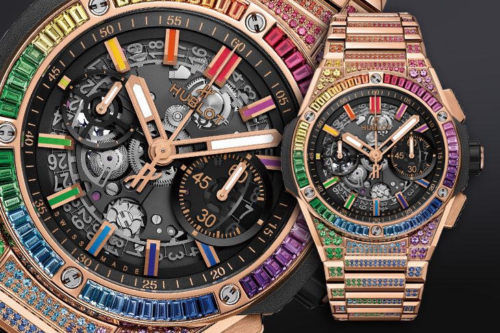 宇舶HUBLOT Big Bang Integrated皇金彩虹鍊帶計時碼錶