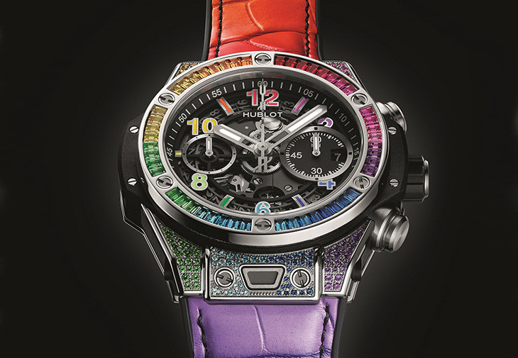 宇舶HUBLOT Big Bang Unico彩虹寶石計時碼錶鈦金屬款