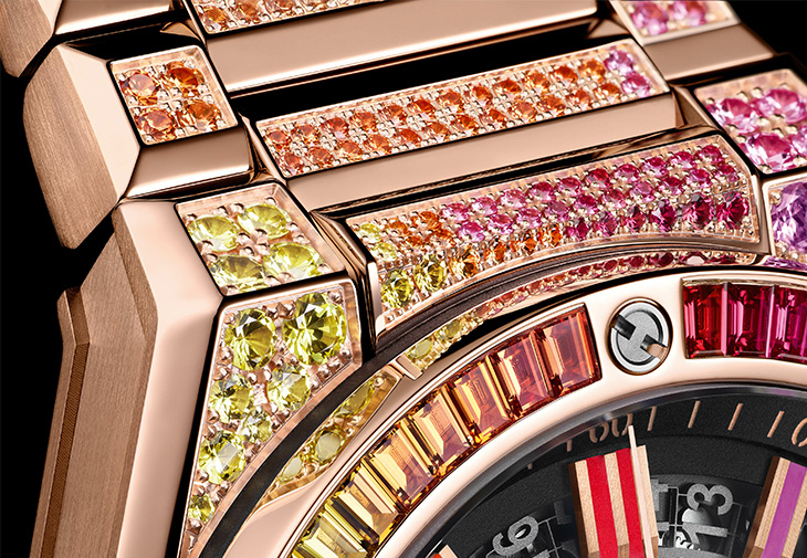 宇舶HUBLOT Big Bang Integrated皇金彩虹鍊帶計時碼錶