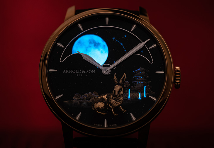 亞諾表ARNOLD & SON Perpetual Moon“Year of the Rabbit”金雕微繪恆久月相腕錶(兔)